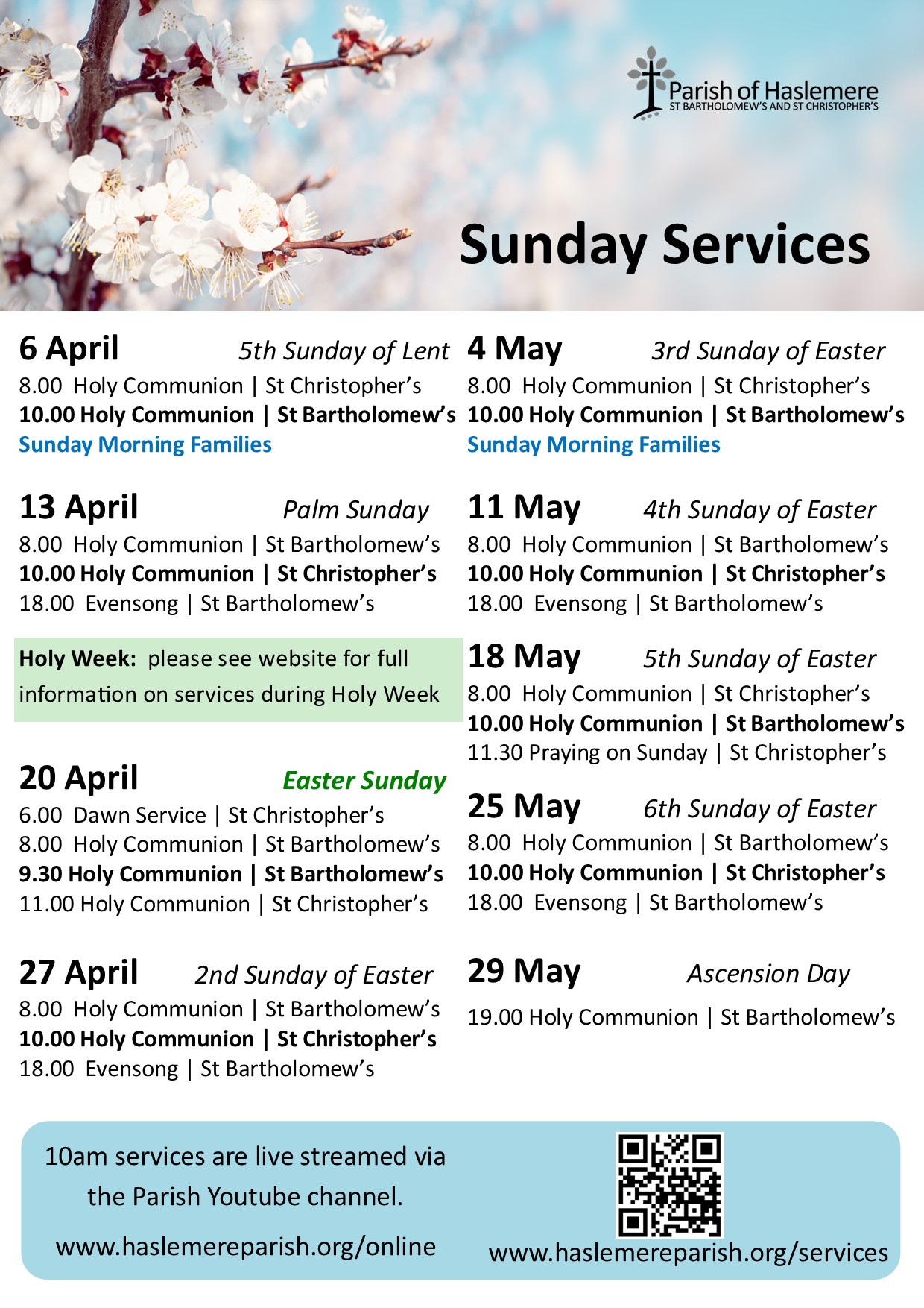 Sunday Services Apr-May 25