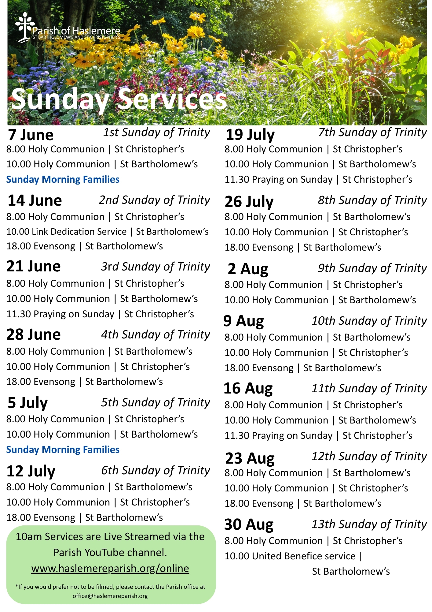 Sunday Services Jun Jul Aug 26